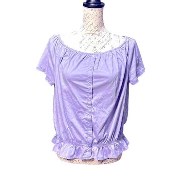 Ann Taylor Lavender On or Off Shoulder Top Size Large - Picture 1 of 4